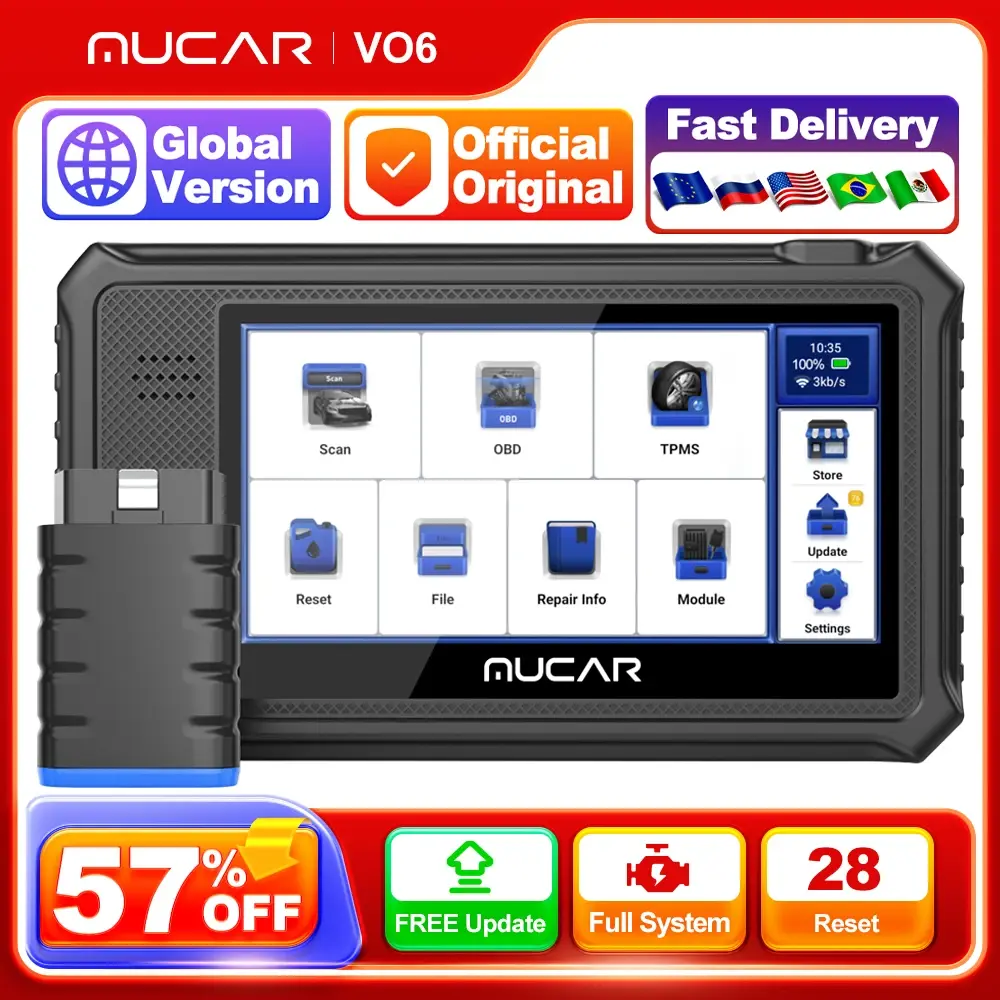 MUCAR-Car Diagnostic Tools, Auto Sistema Completo, 28 Reset Manutenção, DPF, TCM, Airbag, ABS, IMMO, Lifetime Atualização Livre, OBD2 Scanner - 1