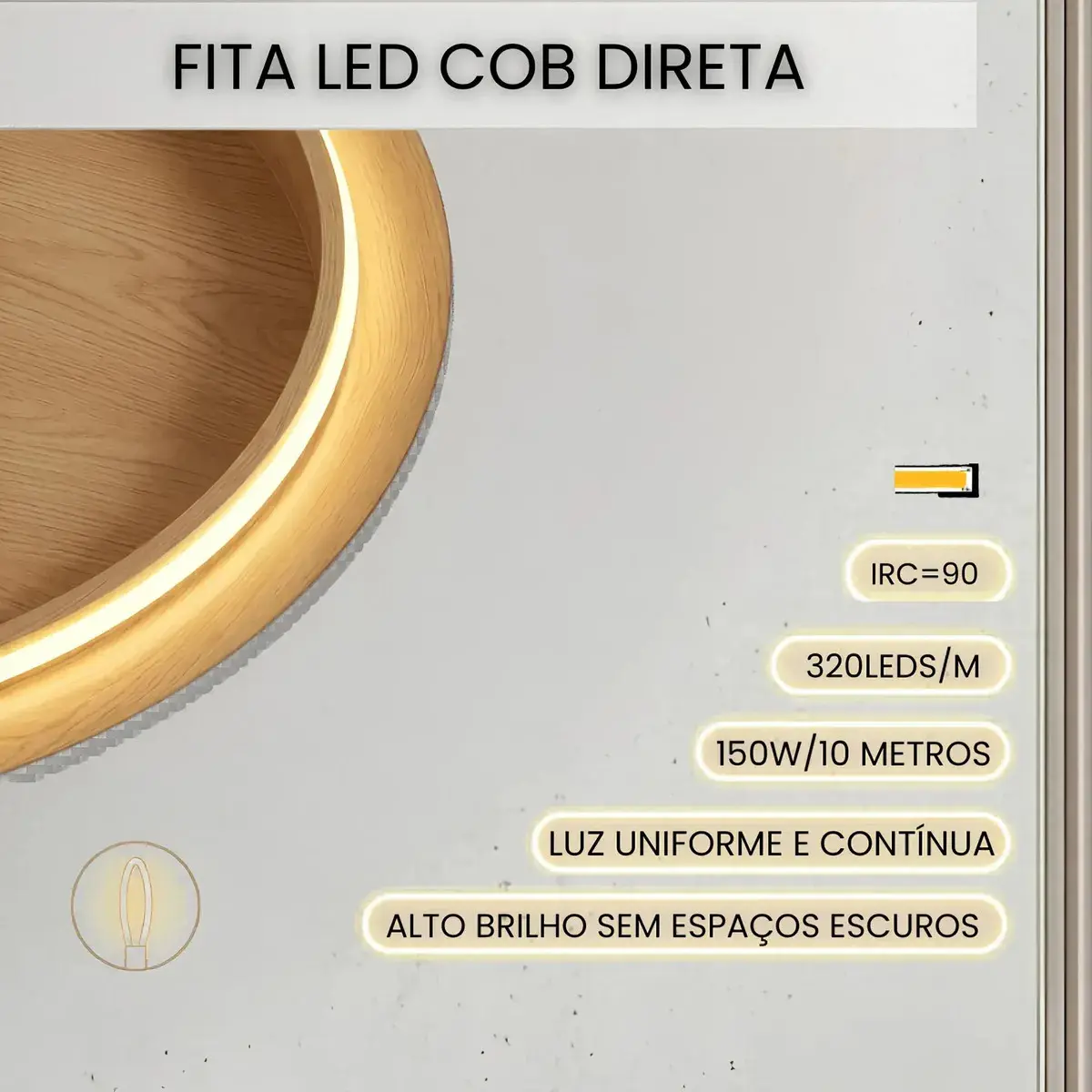 Fita Led Cob 10 Metros Direto Na Rede 150w/ 320led Perfil Branco Neutro 110v thumbnail 2