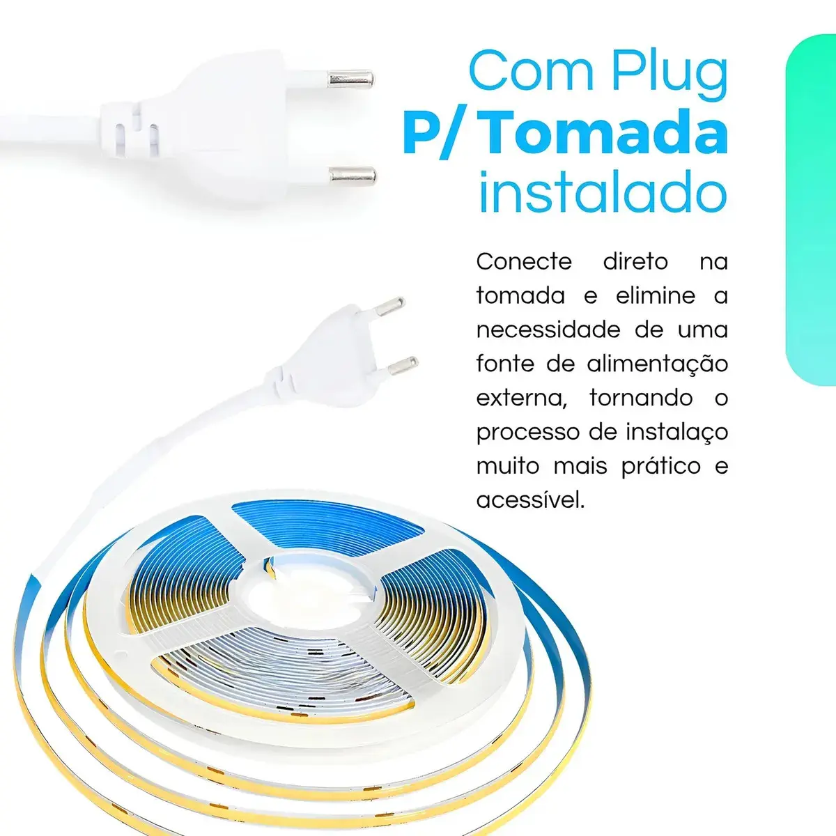 Fita Led Cob 10 Metros Direto Na Rede 150w/ 320led Perfil Branco Neutro 110v thumbnail 4