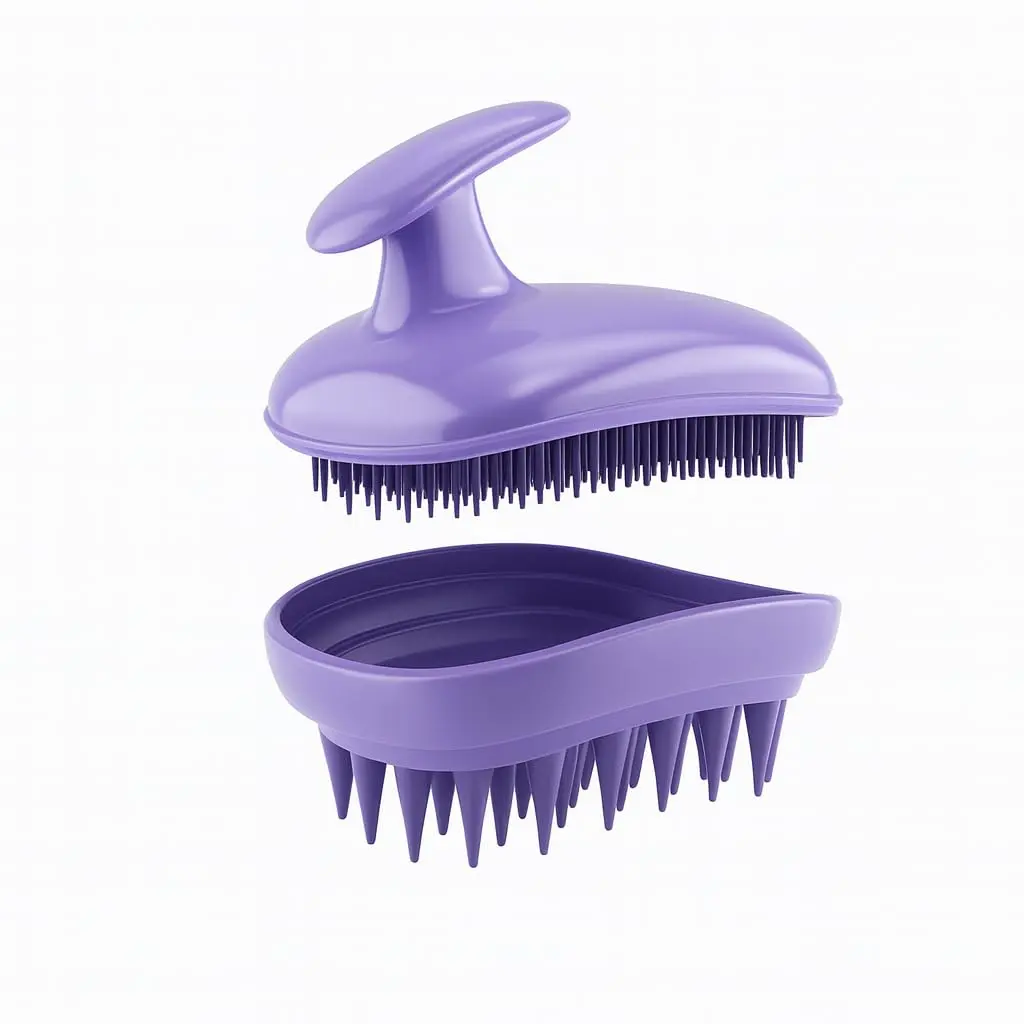 Escova Massageadora de Couro Cabeludo 2 em 1 – Spa Capilar para Cabelos Molhados ou Secos - 1