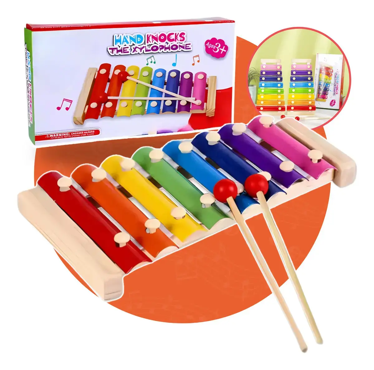 Xilofone Infantil Madeira Pronta Cor Colorido - 1