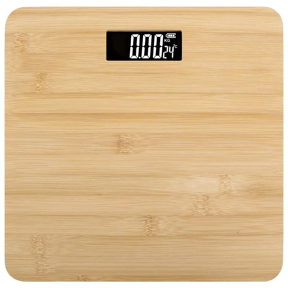 Balança Digital Corporal, Balança Corporal, Balança Digital Corporal de Bambu, Capacidade de Carga Até 360 kg, Peso Mínimo 200g, A Temperatura Ambiente Pode ser Detectada,