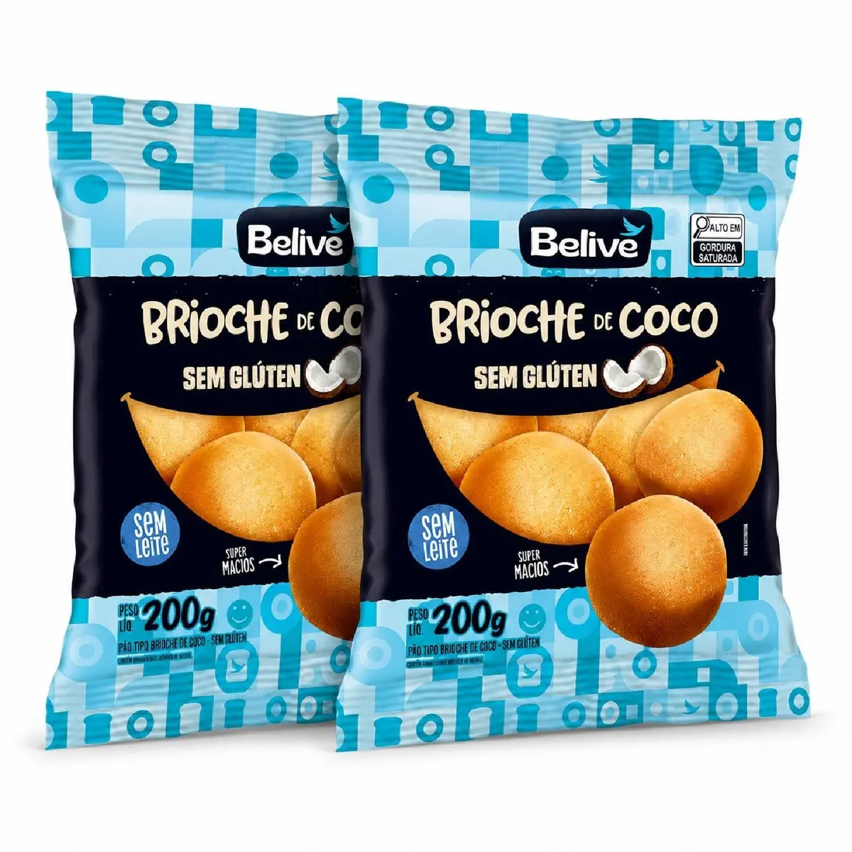 Kit 2 Brioche de Coco BeLive Sem Glúten 200g | Sem Lactose | Fonte de Fibras | 2 Unidades