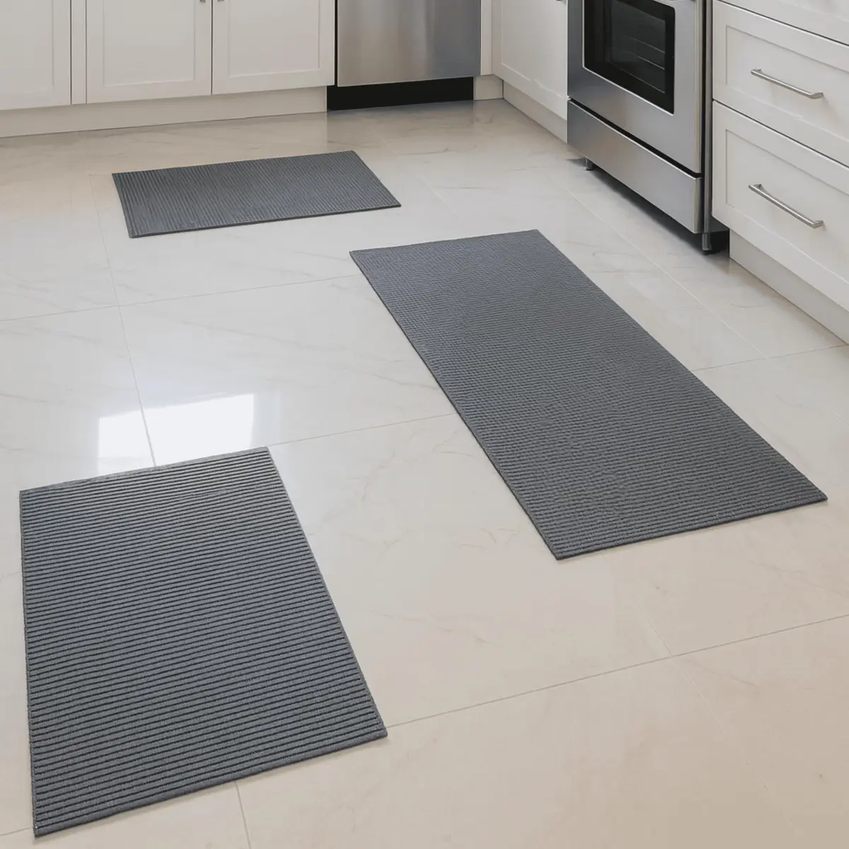 Kit 3 Peças Tapete Passadeira Emborrachado Premium Antiderrapante 43cm Durável Reforçado e Versátil para Cozinhas, Corredores e Casas