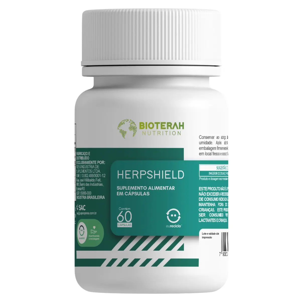 Herpshield 60CAPS BIOTERAH - Suplemento Lisina Zinco Vitaminas Nutrientes Naturais (60 Capsulas)