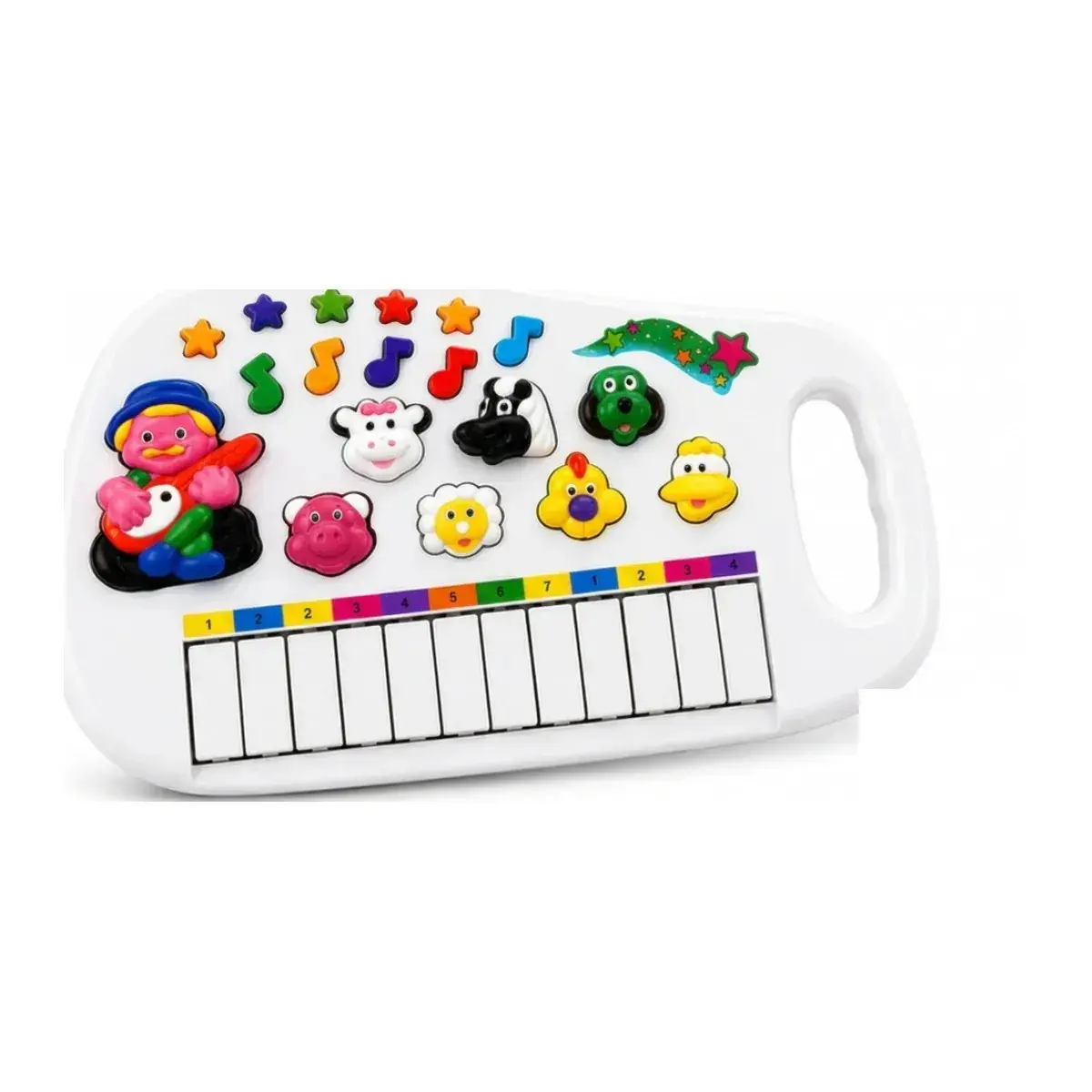 Piano Infantil Teclado Musical Fazendinha 12 Teclas com Som de Animais Brinquedo Educativo para Bebê e Criança a Partir de 2 Anos Cor Branco Plástico Alça Portátil Pratitudo Toys thumbnail 6