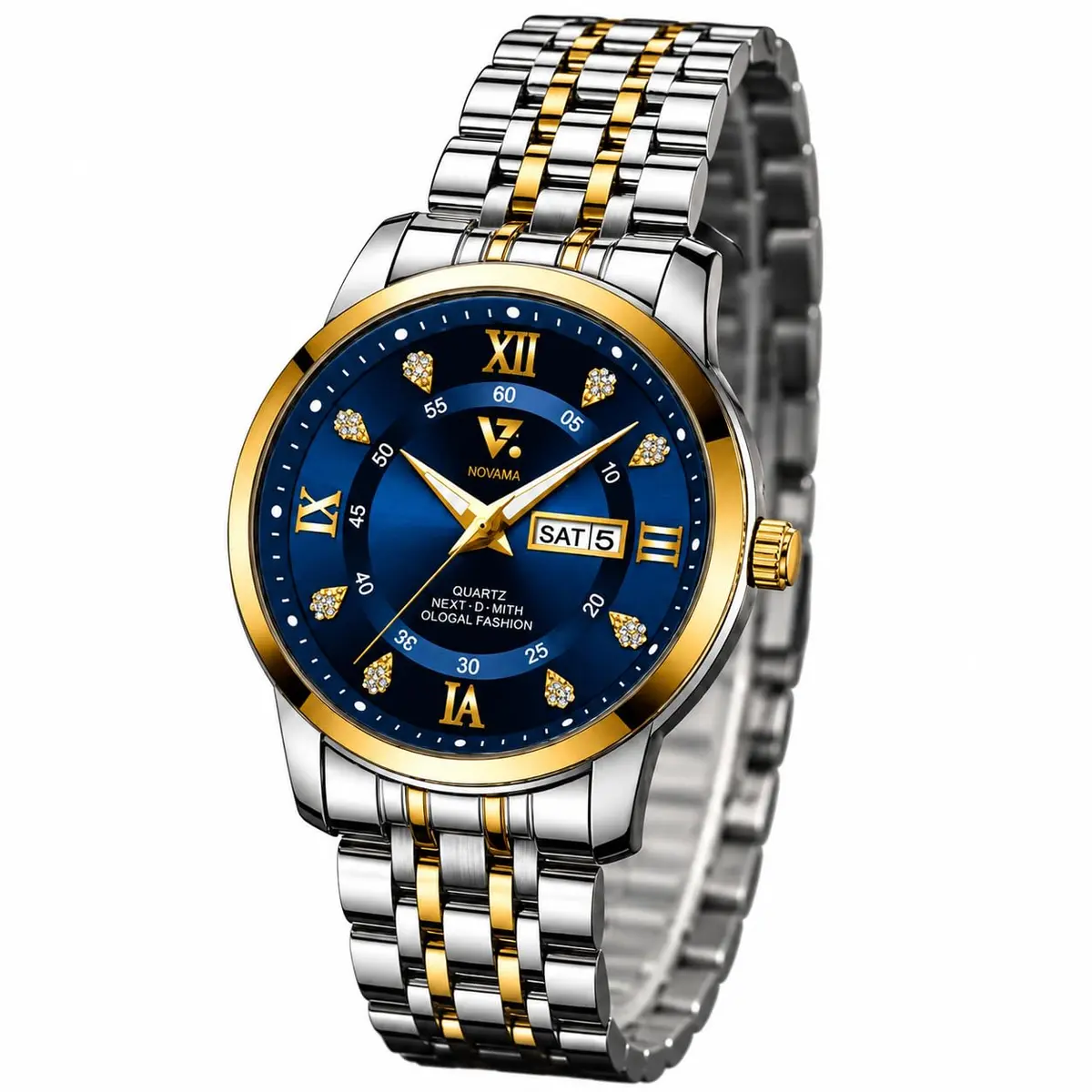 Relógio Feminino De Pulso Quartzo Analógico Sofisticado Dourado Elegante Moderno Luxuoso Resistente a Agua Com Calendário Aço Inoxidável Mostrador Luminoso No Escuro