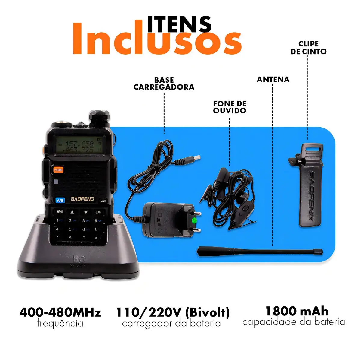 Rádio Comunicador Walk Talk Ht Baofeng Dual Band Uv5r + thumbnail 2