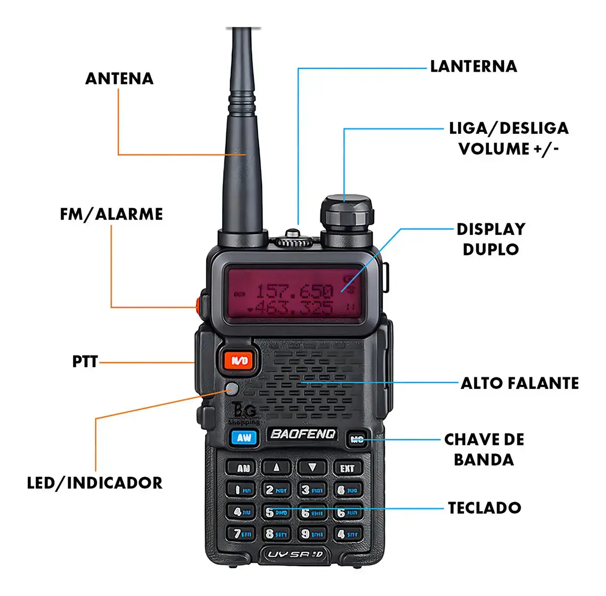 Rádio Comunicador Walk Talk Ht Baofeng Dual Band Uv5r + thumbnail 4
