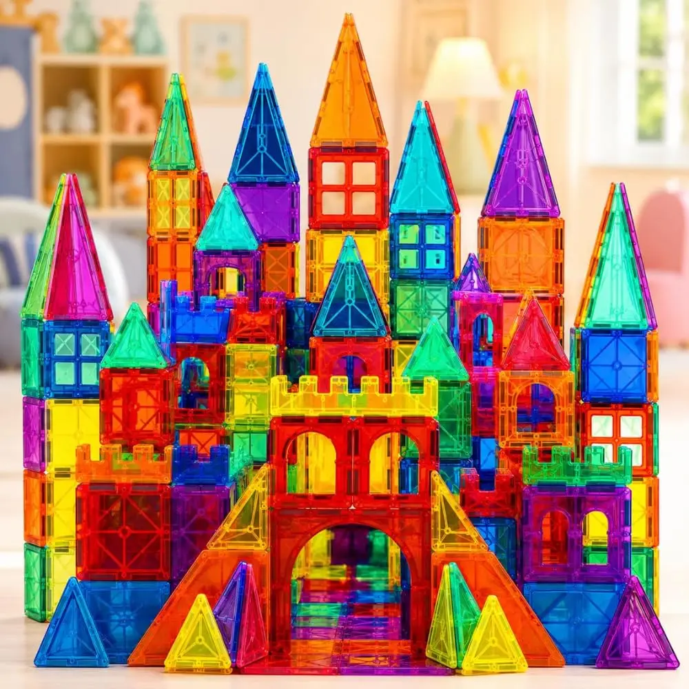 Blocos de Montar Magnéticos com 42 Peças - Brinquedo Educativo Infantil - Construção - Blocos Coloridos