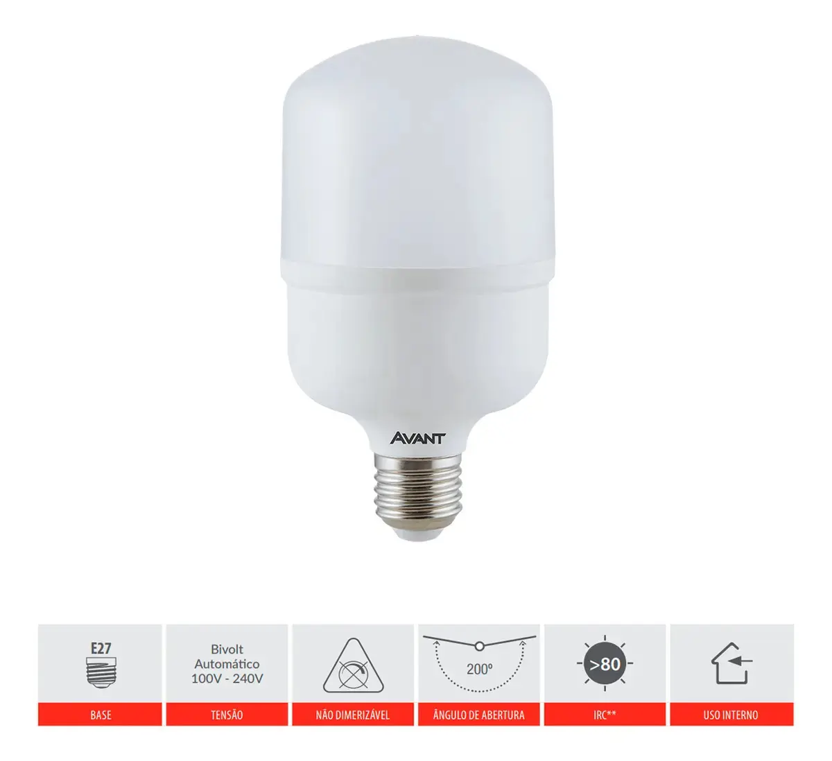 Kit 5 Lâmpadas Bulbo Alta Potência 20w 6500k Atacado Avant Luz Branco-frio thumbnail 2