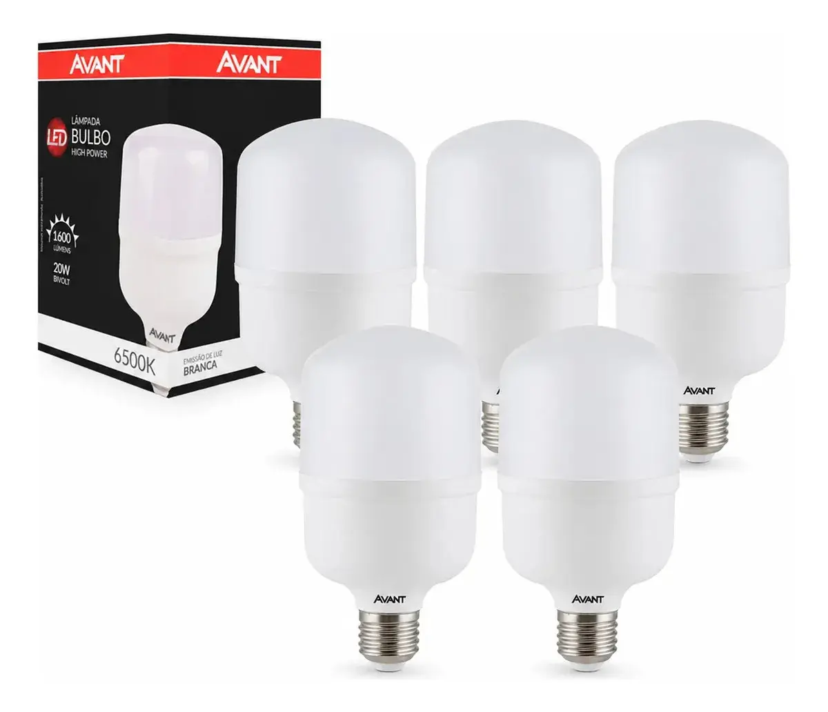 Kit 5 Lâmpadas Bulbo Alta Potência 20w 6500k Atacado Avant Luz Branco-frio thumbnail 5