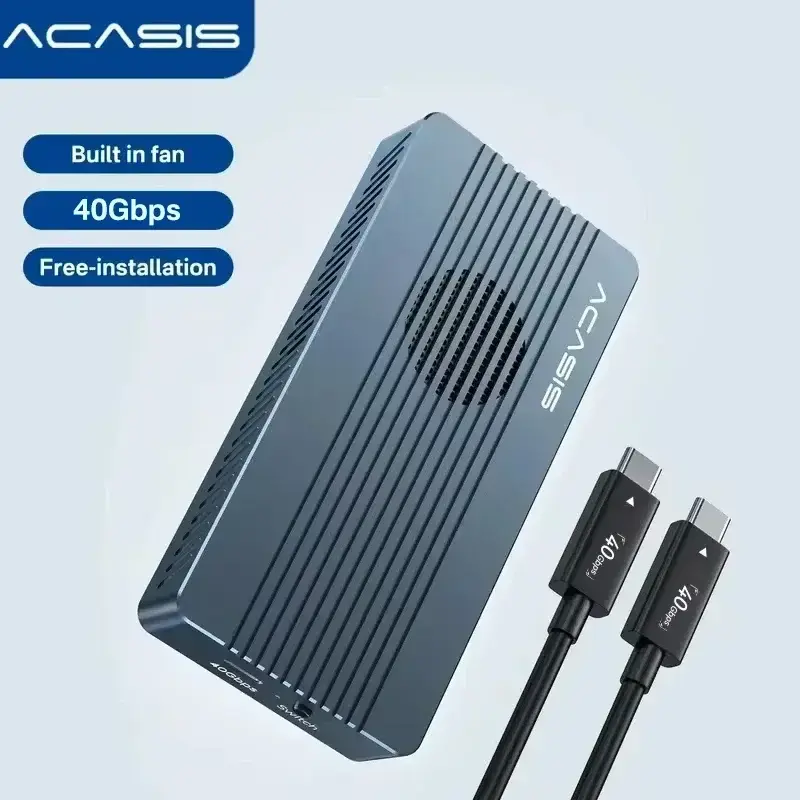 Acasis 40Gbps USB 4 M.2 NVMe SSD Enclosure com Cooler Compatível com TB3/4 USB 3.2 Gen 2 JHL7440 para Macbook iPad Pro - 1