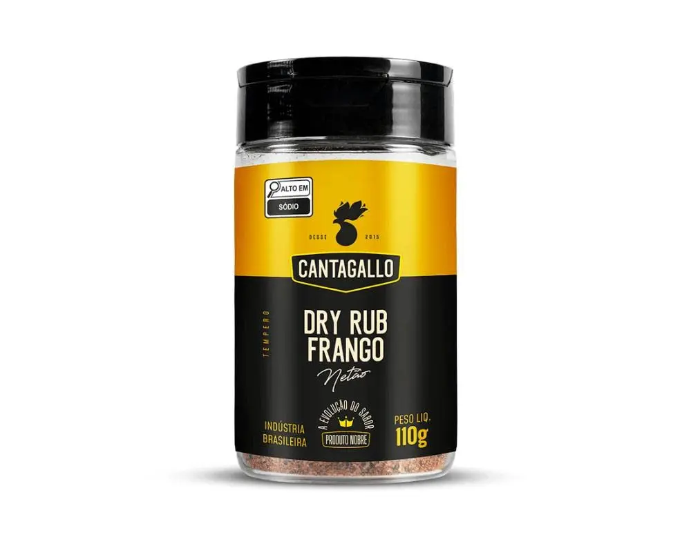 Cantagallo Tempero Completo para Frango Dry Rub Netão Pote 110g | Tempero Dry Rub para frango, ideal para realçar o sabor de aves grelhadas e assadas.