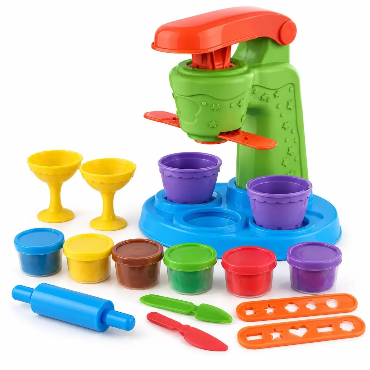 Massinha De Modelar Mini Sorveteria Infantil Com Acessórios 6 Potes