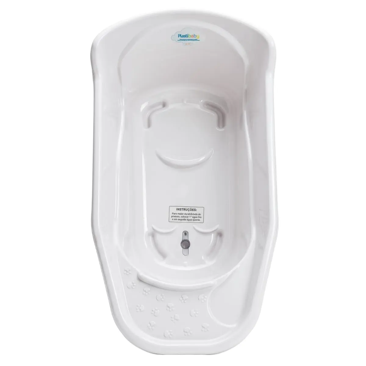 Banheira Infantil Plastibaby 20L (Branco) | Livre de BPA, Formato Anatômico, Válvula de Silicone, Apoio para Bumbum e Pés, Bordas Reforçadas