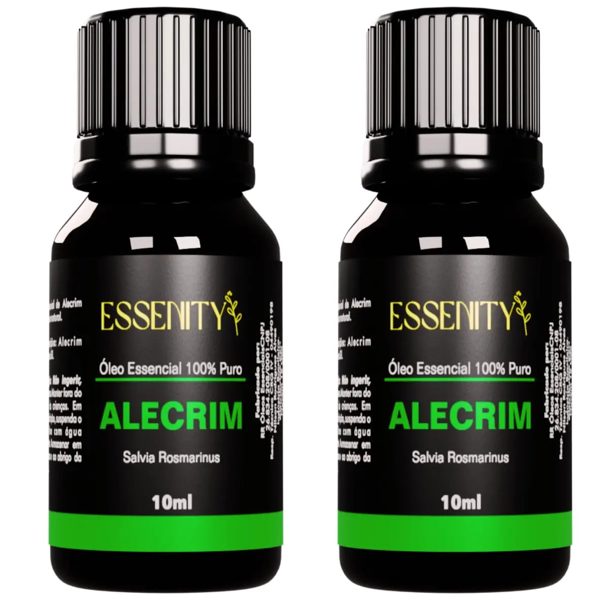 02 Unidades Óleo Essencial de Alecrim Premium 100% Puro - Estimula Concentração, Foco, Relaxamento e Bem-Estar, Ideal para Aromaterapia, Massagem e Difusores, Vegano e Cruelty-Free - 10ml ESSENITY