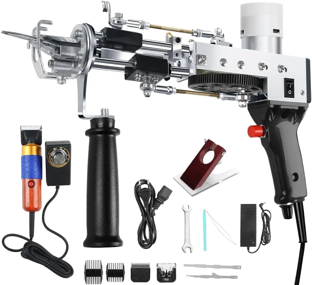 Maquina Tufting, Tufting Gun Bivolt 110-240V, Motor 200W, 6100 RPM, Aparador de Carpete 2 em 1, Profissional para Tufagem de Tapetes, Pistola de Tufting