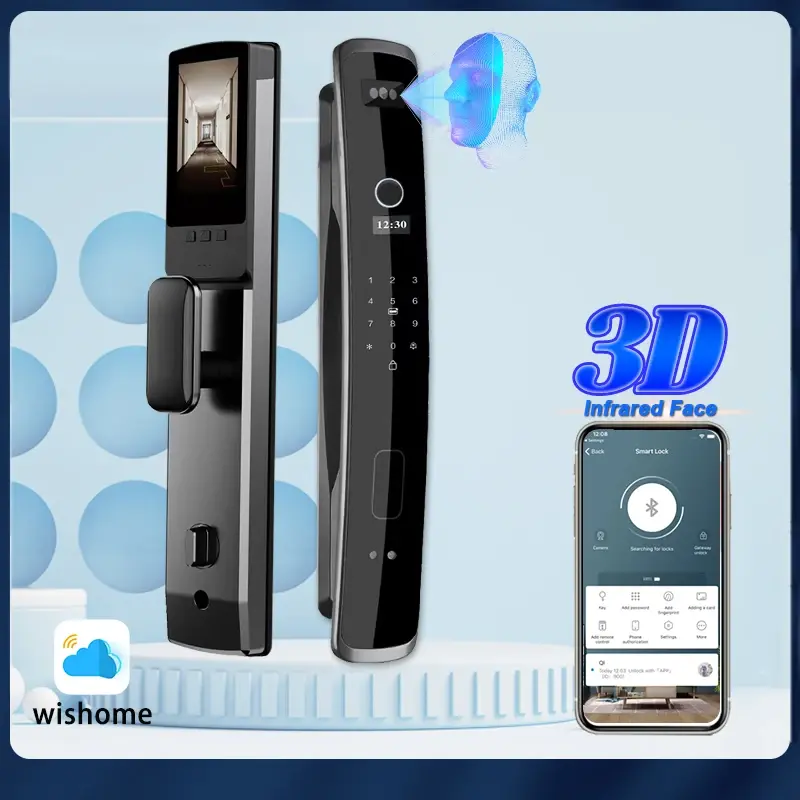 Fechadura Inteligente Wishome com Reconhecimento Biométrico, Controle Remoto, Impressão Digital, Senha, Cartão IC, Aplicativo e Wi-Fi para Trancar e Destrancar