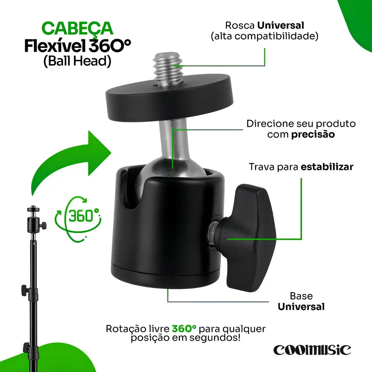 Tripé Profissional Para Celular E Câmera Pedestal 2,1m Suporte Horizontal E Vertical thumbnail 3