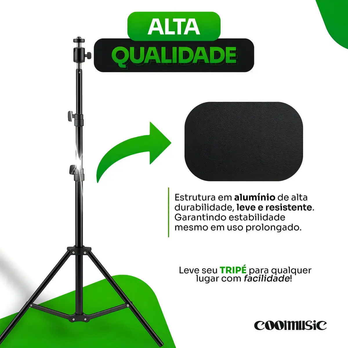 Tripé Profissional Para Celular E Câmera Pedestal 2,1m Suporte Horizontal E Vertical thumbnail 4