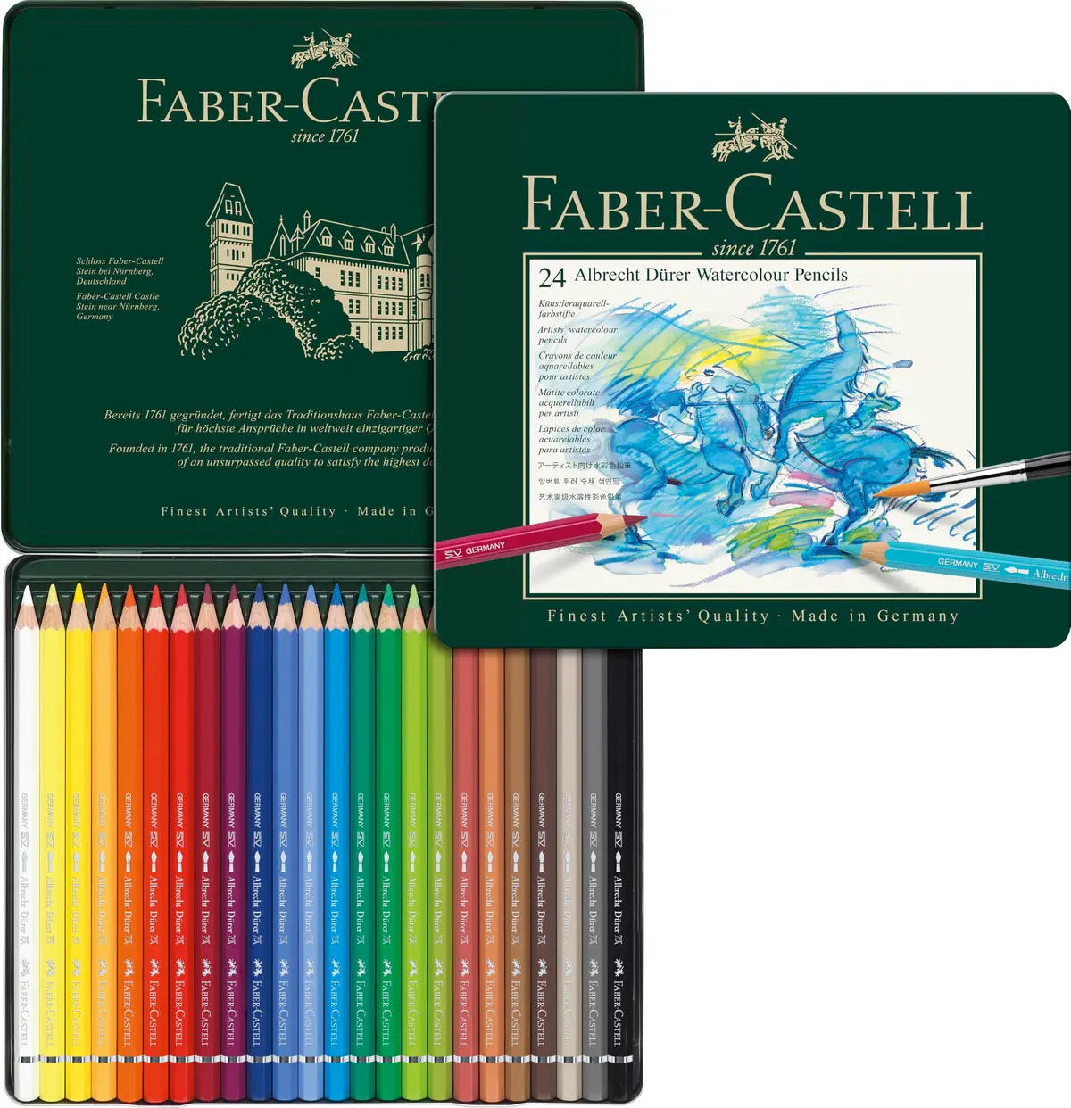 A&G Estojo Lápis Aqua A. Durer, Faber-Castell, Mulicor, 24 Cores, Faber-Castell, 117524, Mulicor, 24 Cores