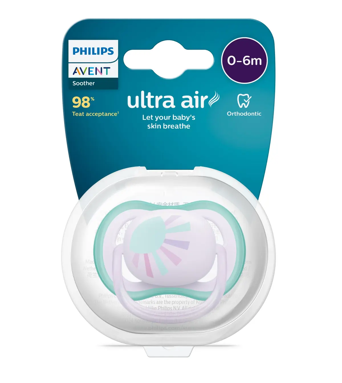 Chupeta Ultra Air 0-6 Meses Philips Avent Recém Nascido Individual Decorada Rosa