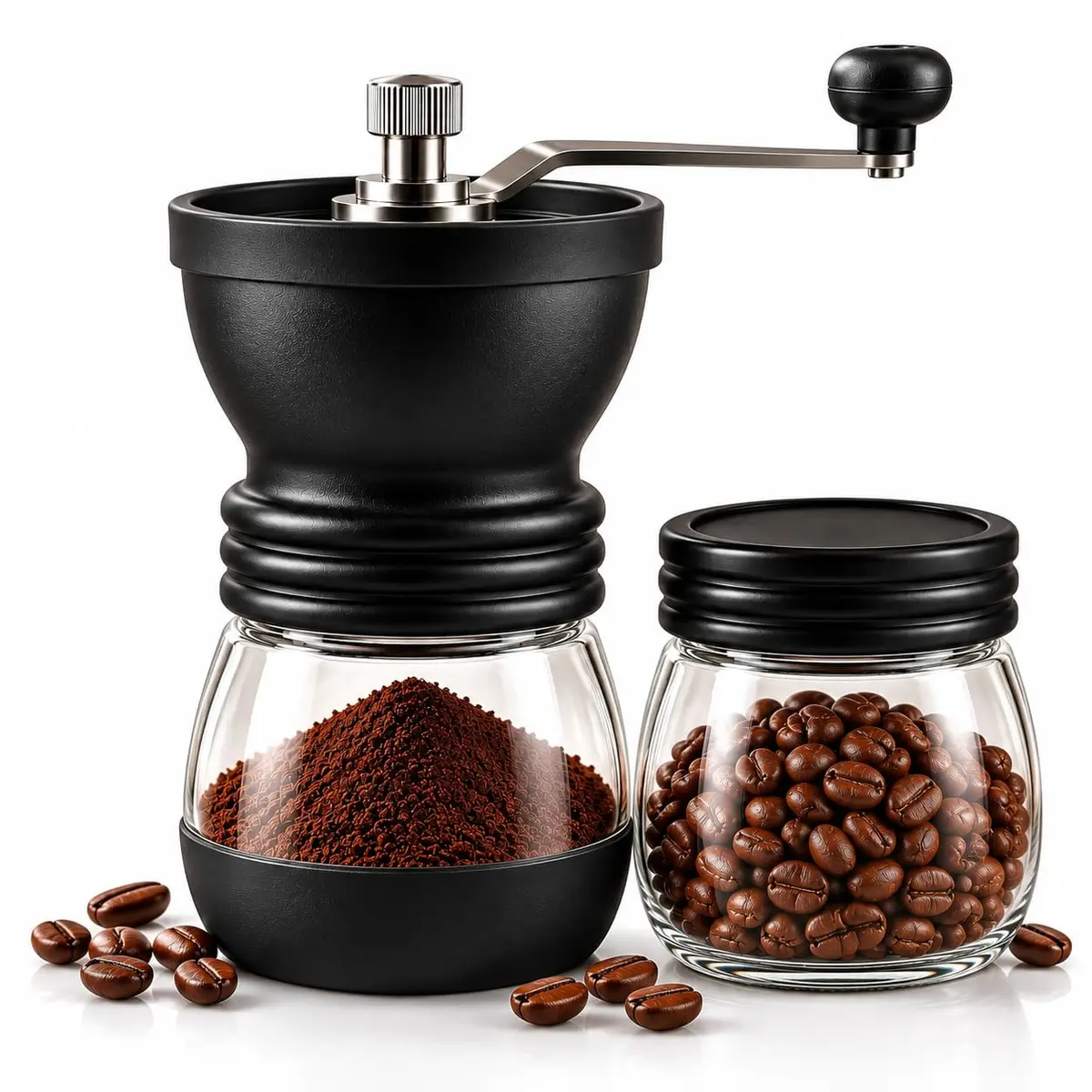 Moedor de Café Manual Cerâmica com Regulagem de Moagem e Pote Extra | Ideal para moer grãos de café na hora, preservando o aroma e o sabor para uma bebida sempre mais fresca. - 1