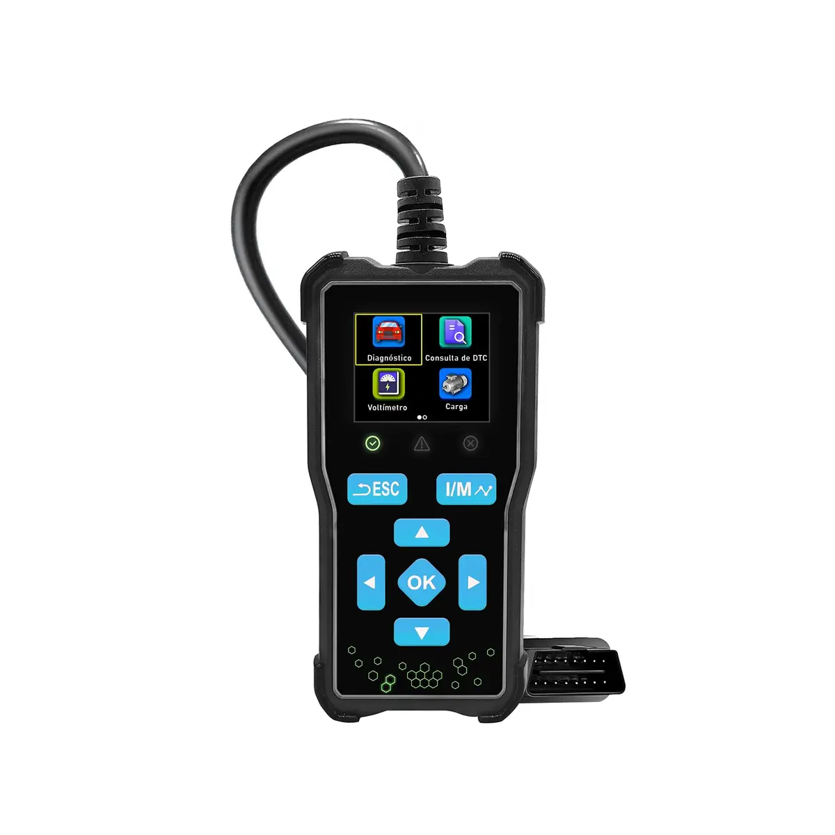 Scanner Automotivo OBD2 Portátil com Tela, Leitura/Apagamento de Códigos, Dados em Tempo Real, Teste I/M, EVAP e O2, Relatório de Diagnóstico — 12 V, para Carros com Conector OBDII (16 pinos) - 1