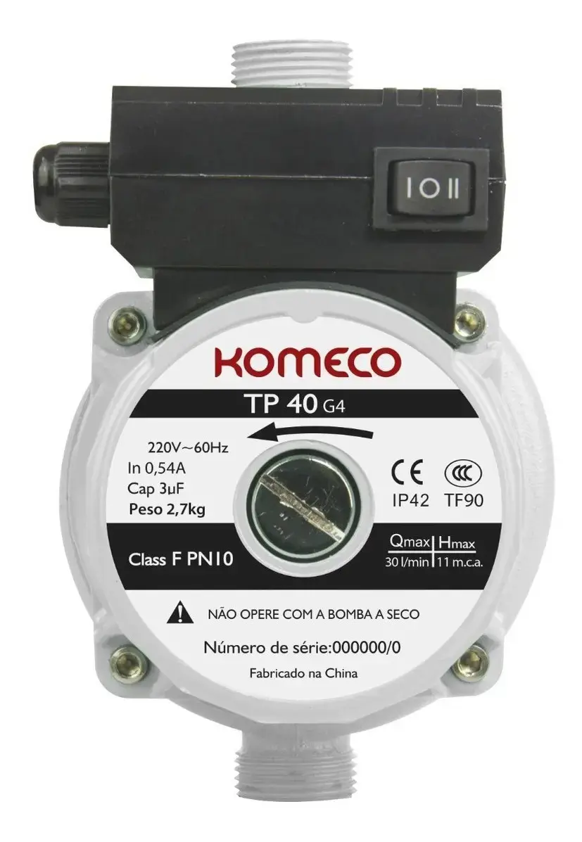 Pressurizador Chuveiro Mini Bomba Komeco Tp 40 Bivolt
