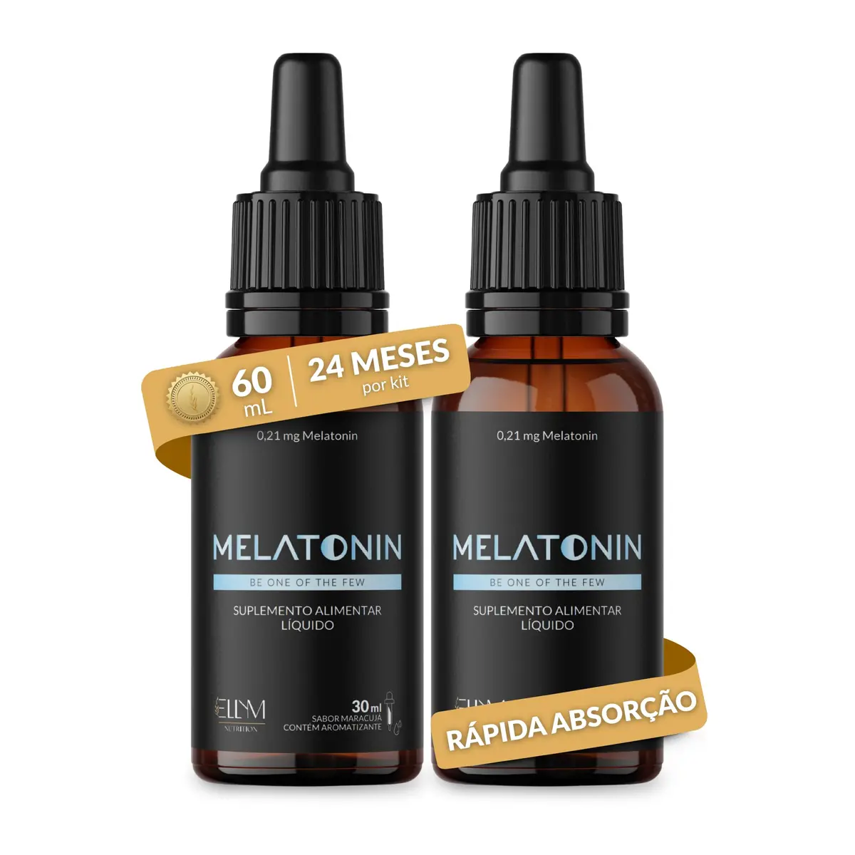 Melatonina Gotas Sublingual 210mcg 60ml 750 Doses Maracuja ELLYM NUTRITION | 2 Frascos Formula Liquida Pura Concentrada Conta Gotas Rotina Noturna Alto Rendimento Uso Pratico 1 Gota Dia