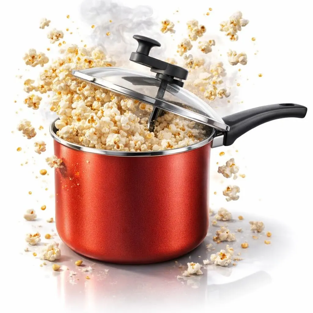 Pipoqueira Antiaderente 3,6 Litros Panela De Pipoca 20cm Alumínio Com Tampa de Vidro e Saída de Vapor para Fogão a Gás e Elétrico Modelo Grande - 1