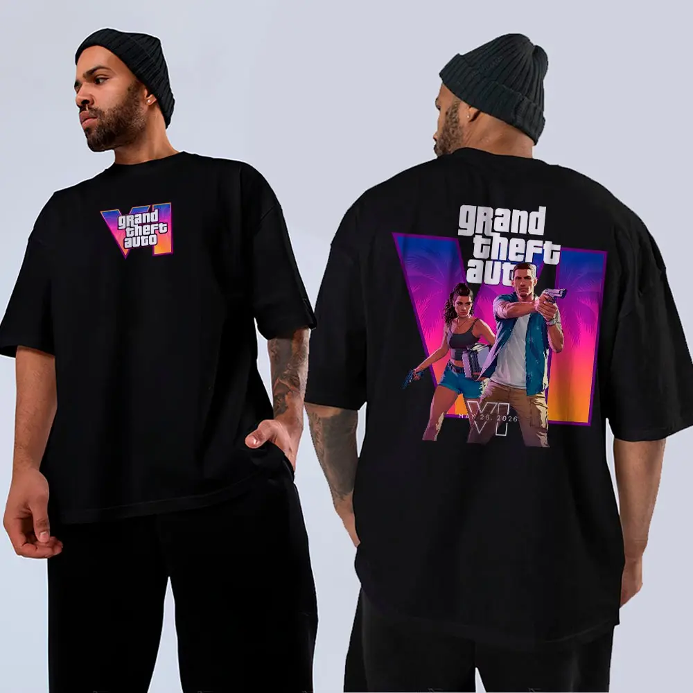Camiseta Basica Ou Oversized GTA 6 Arte Exclusiva Lancamento Data Arte Game Do Ano Moda Unissex