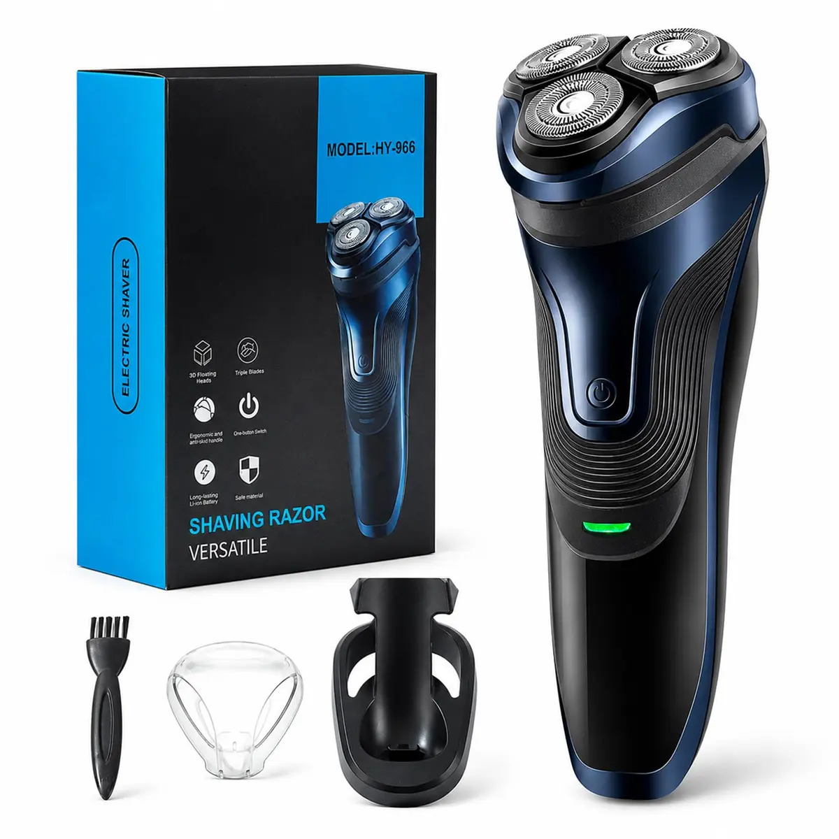 Barbeador Elétrico Recarregável para Homens, Barbeador à Prova d'Água IPX6 - Carga Rápida de 1,5H, Lâminas de Precisão 4D com Aparador Lateral - Suave para Peles Sensíveis, Ideal para Viagens