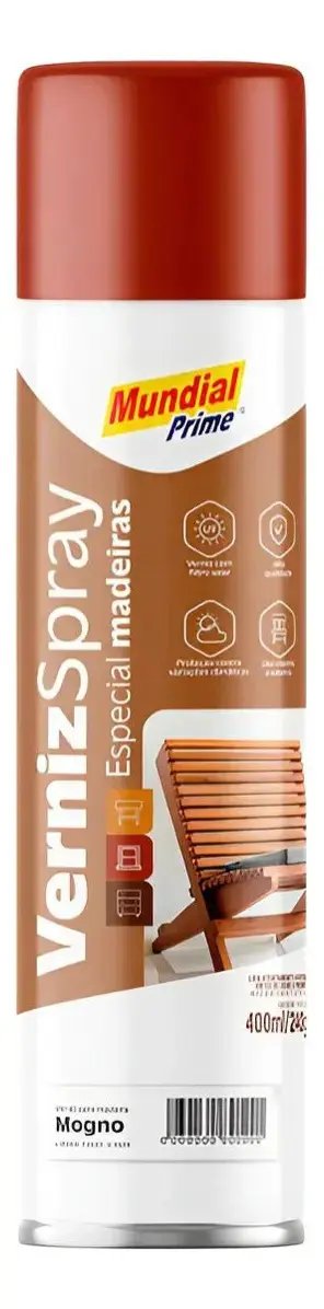 Verniz 400ml Para Madeira Com Ação Contra Sol E Chuva Acabamento Brilhante Cor Mogno
