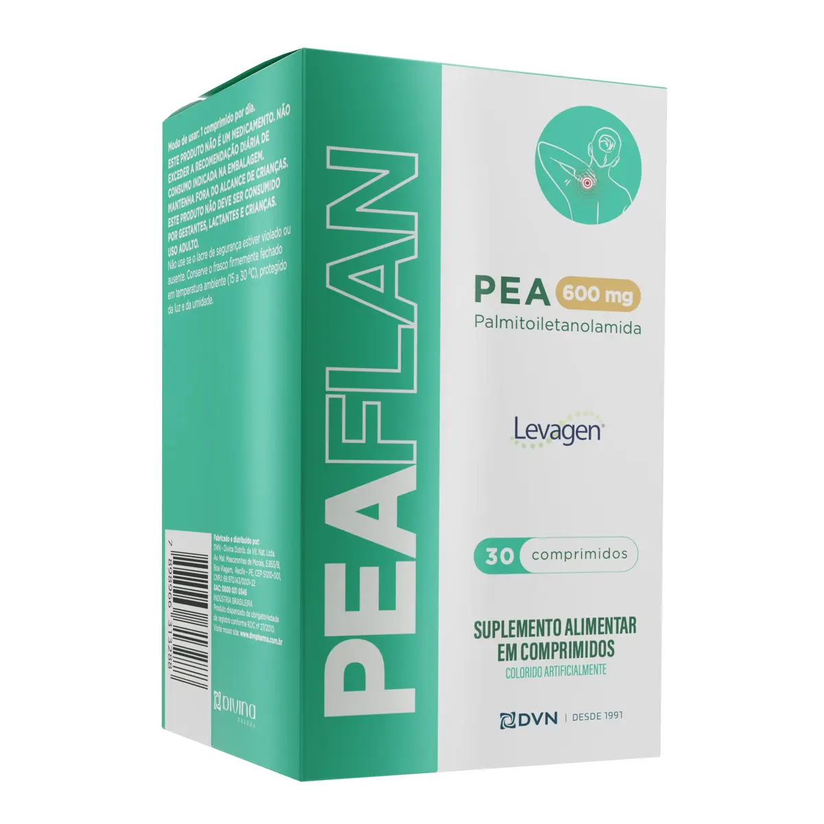 PEA Palmitoiletanolamida 600mg, Peaflan, DPRO - 30 Comprimidos | PEA 600mg com matéria-prima Levagen+, aumenta a concentração plasmática de PEA, fórmula baseada em estudos, 30 unidades - 1