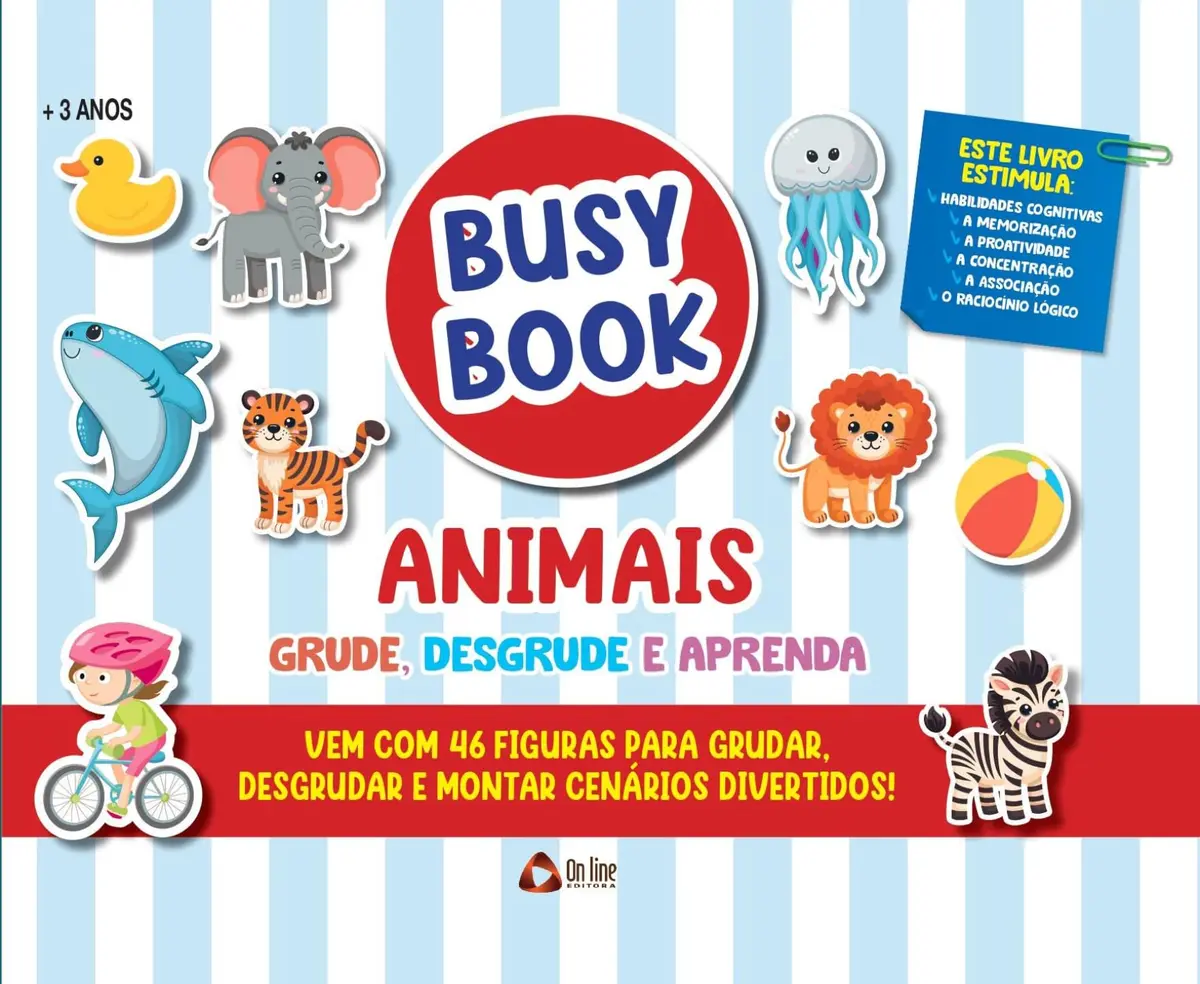 Busy Book Animais Grude, Desgrude e Aprenda - 1