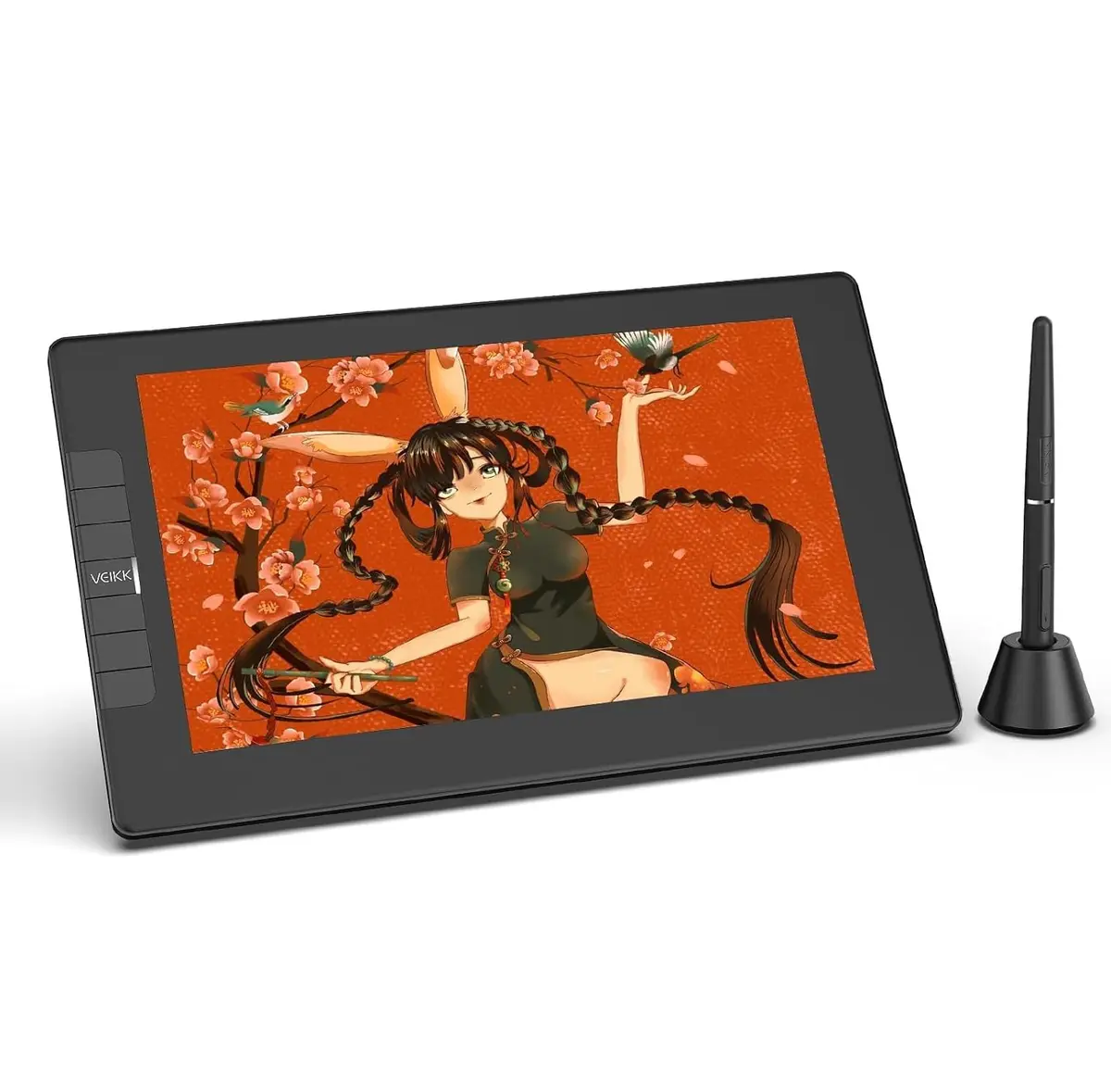 Mesa Digitalizadora veikk VK1200 V2 com tela exibição totalmente laminada | sensibilidade à pressão de 16384 níveis, suporte de inclinação de 60°, suporte ajustável,