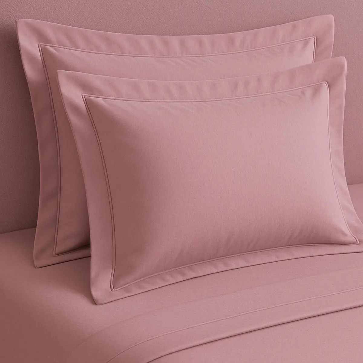 Kit Fronha Algodão Egípcio 300 Fios Abas 80x60 Interno 70x50 (2, Rosa) - 1