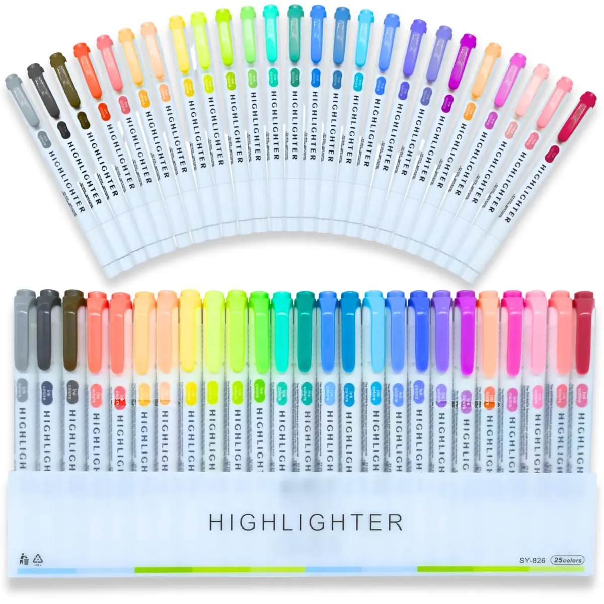 Conjunto de 25 Marca Texto Fluorescente Cores Neon Marcadores para Bíblias Marca texto Para Livros Canetinhas de Ponta Dupla Ponta Chanfrada Não Mancham Ideal para Estudantes