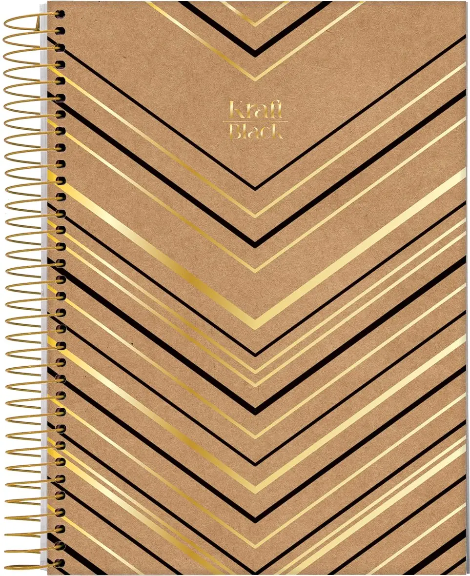 Jandaia - Caderno Espiral Universitário CD 10 Matérias 160 Fls Kraft Black Listras FSC