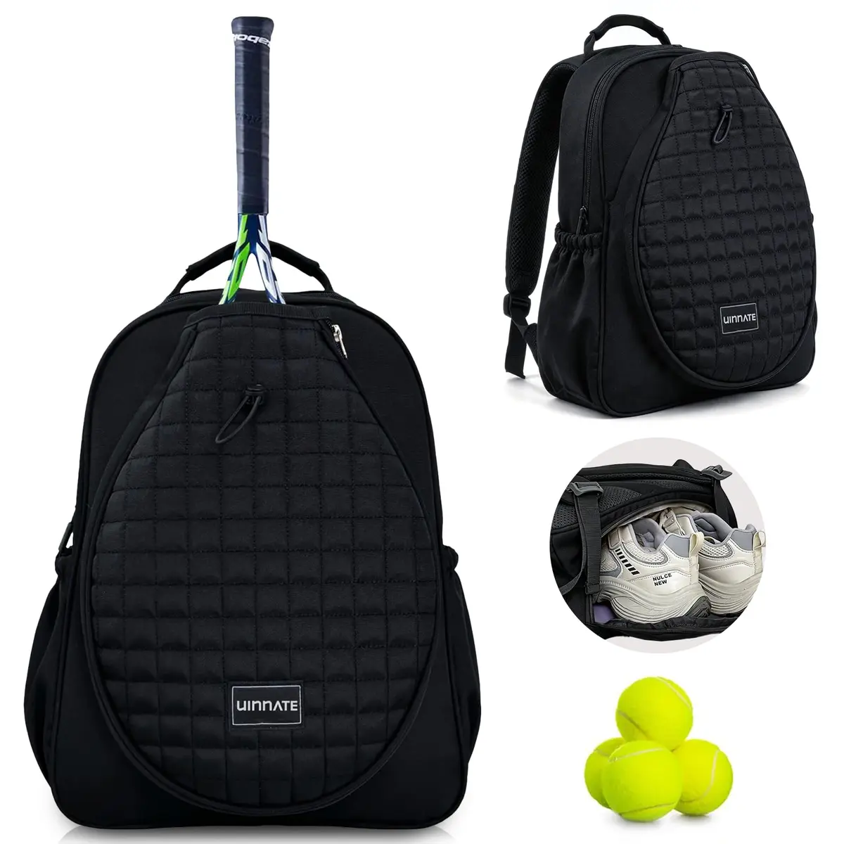 Mochila Academia Impermeável Grande para Tênis, Bolsa Esportiva com Compartimento para Sapatos, Ideal para Viagem, Pickleball, Badminton, Fitness e Uso Diário