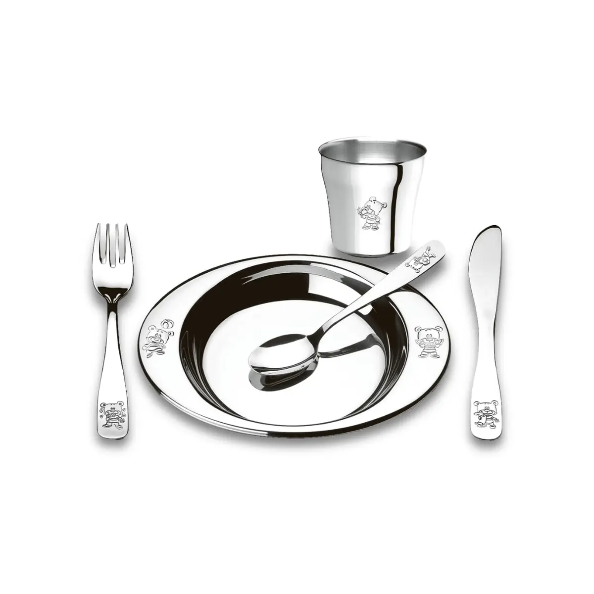 Brinox - Conjunto Infantil 5 Peças Friends Club - Aço Inox