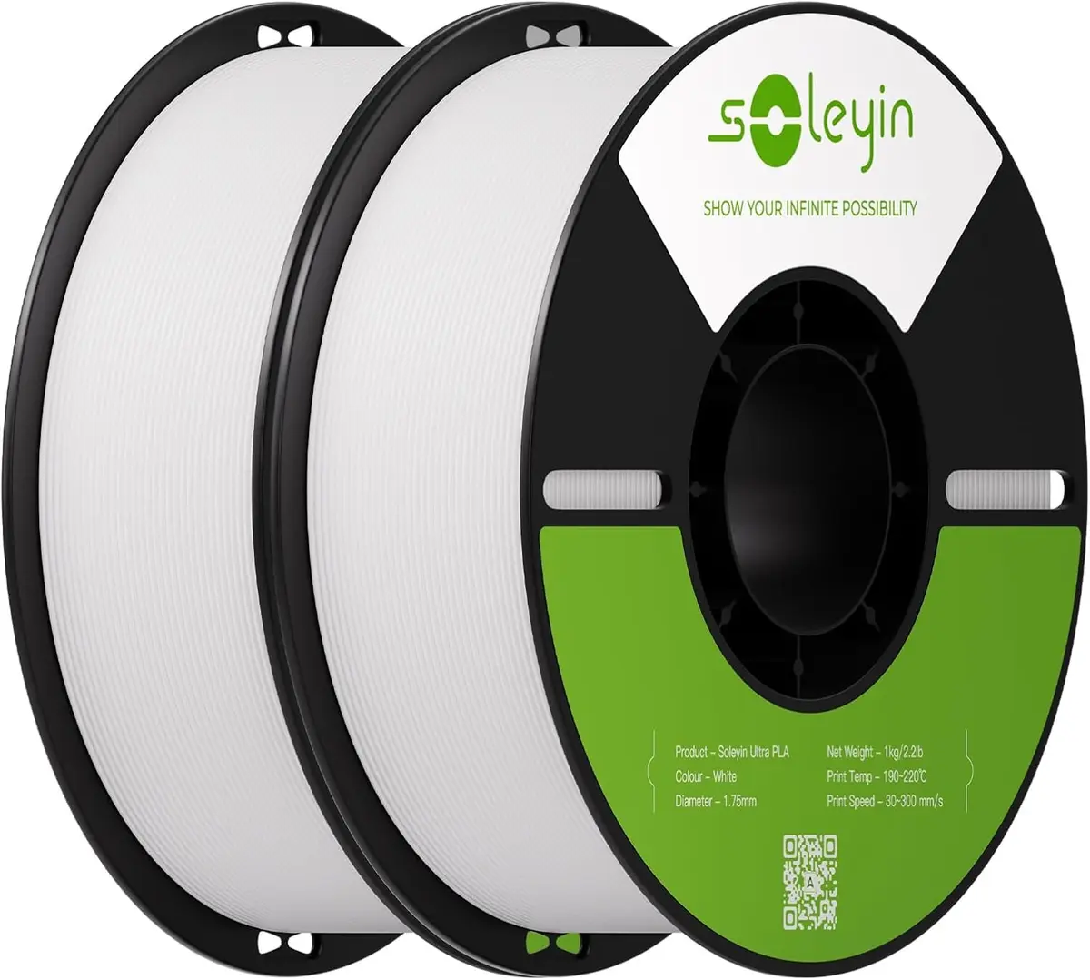 Creality Filamento Soleyin PLA 1,75 mm 2kg, Branco e Branco, precisão de ±0,02 mm, forte aderência, impressão em alta velocidade 300 mm/s, sem deformações, compatível com a maioria das impressoras FDM