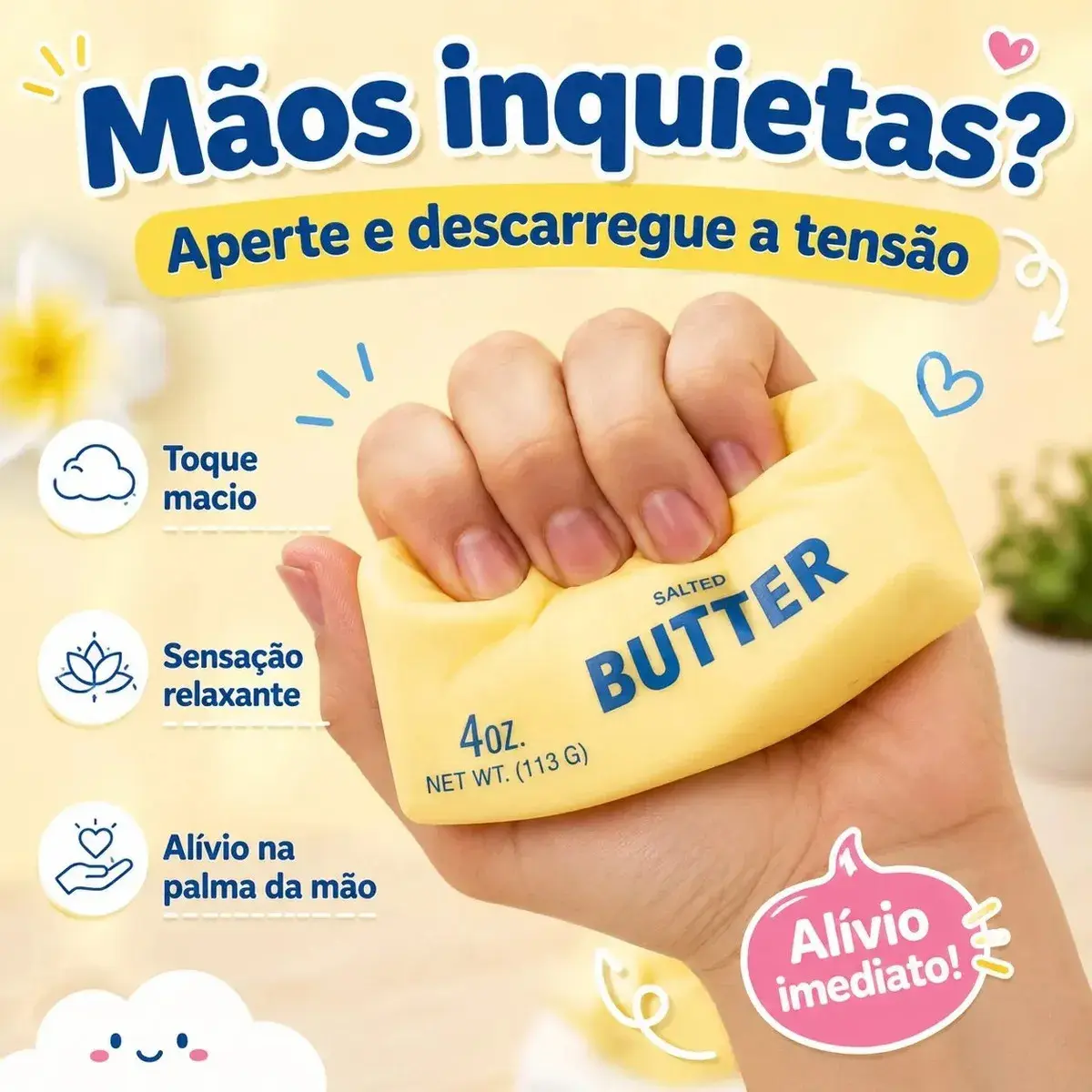 Squishy Butter Barra De Manteiga Viral Tik Tok Rápido Amarelo thumbnail 3