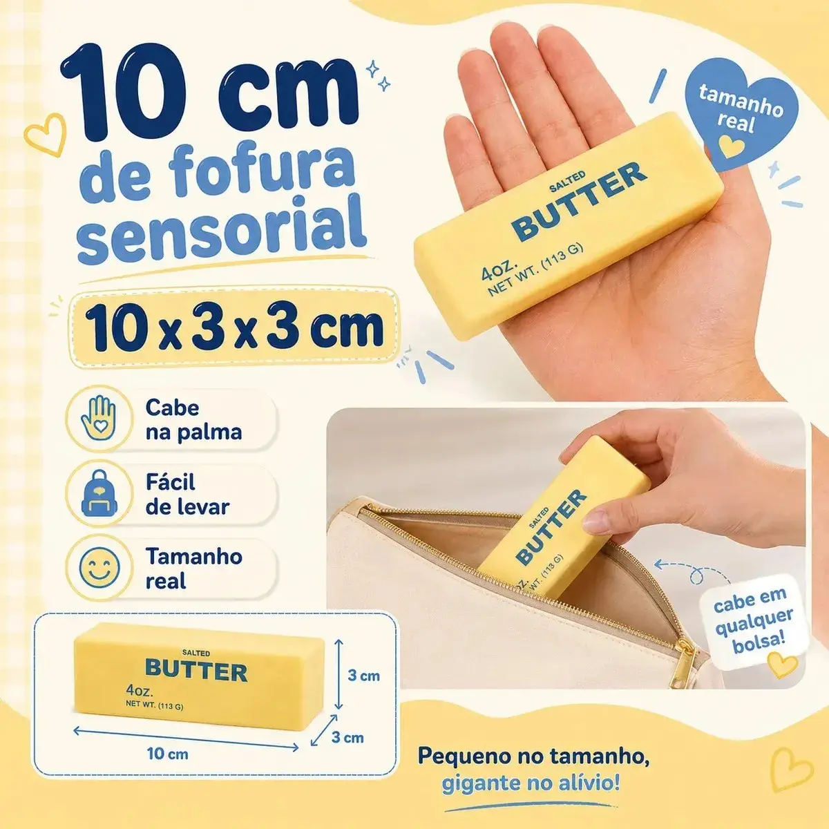 Squishy Butter Barra De Manteiga Viral Tik Tok Rápido Amarelo thumbnail 5