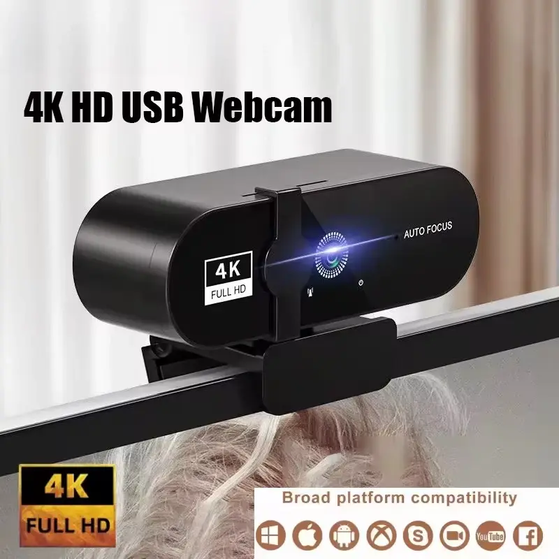 Webcam 2026 1080P Mini Câmera 2K Full HD com Microfone 30fps USB para Foco Automático em PC e Laptop para Gravação de Vídeo - 1