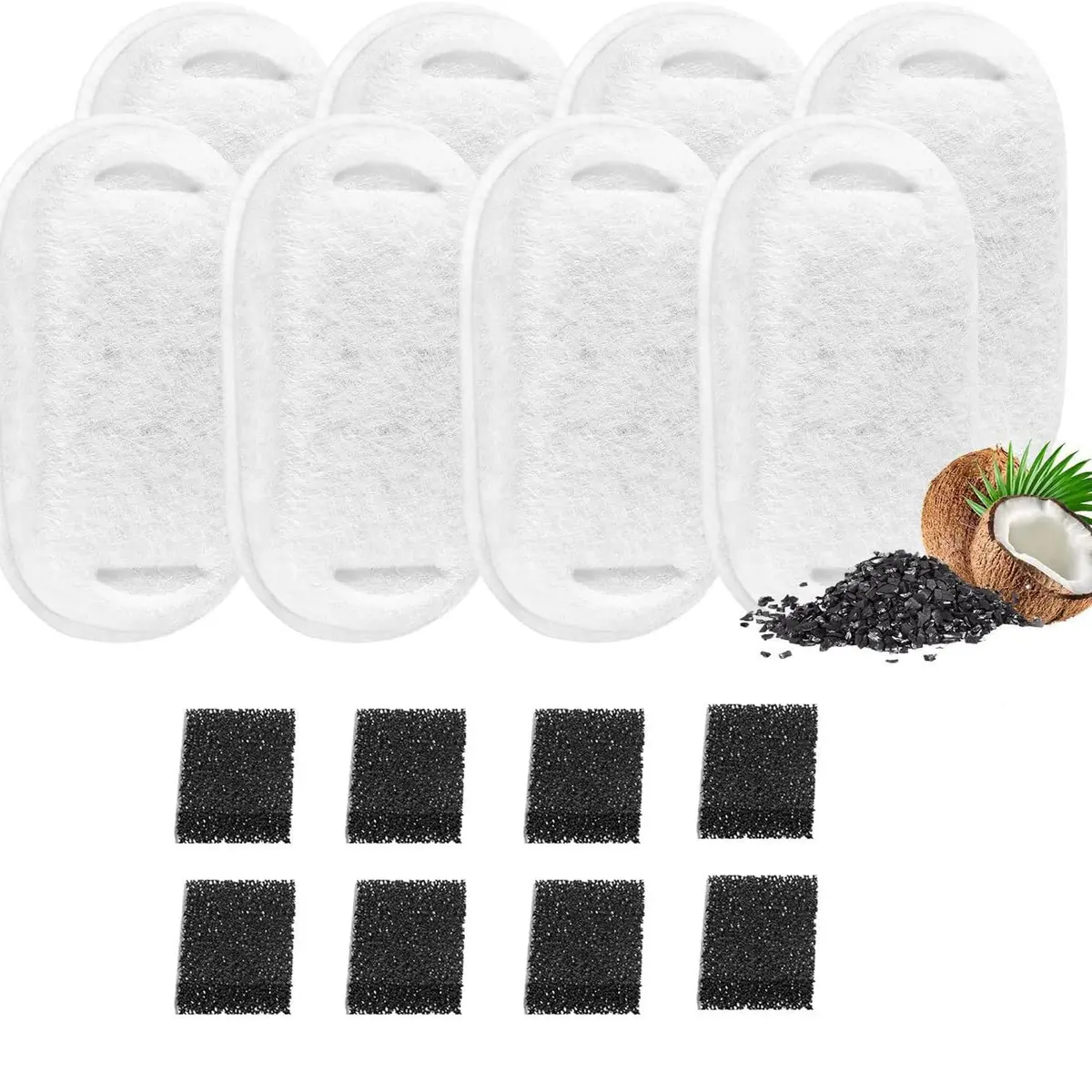 Filtro Bebedouro Gato, Filtro Refil para 3L Fonte de Agua pra Gato, Compatível com VDRBG, VEDO, NEWPET Bebedouro para Gatos NP892, Sistema de Tripla Filtragem com Carvão Ativado, Algodão e Resina - 1