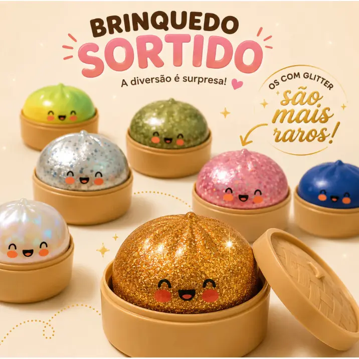 Brinquedo Surpresa Squishy Antiestresse Bolinho Com Carinha Fofa Para Apertar Fofinho Macio - 1