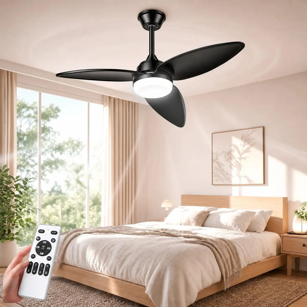 Luminária Ventilador de Teto, Mini Ventilador de Teto + Luz, Dimmable LED, Remote Reversível, Quarto, Cozinha, Sala de Estar, Roupeiro